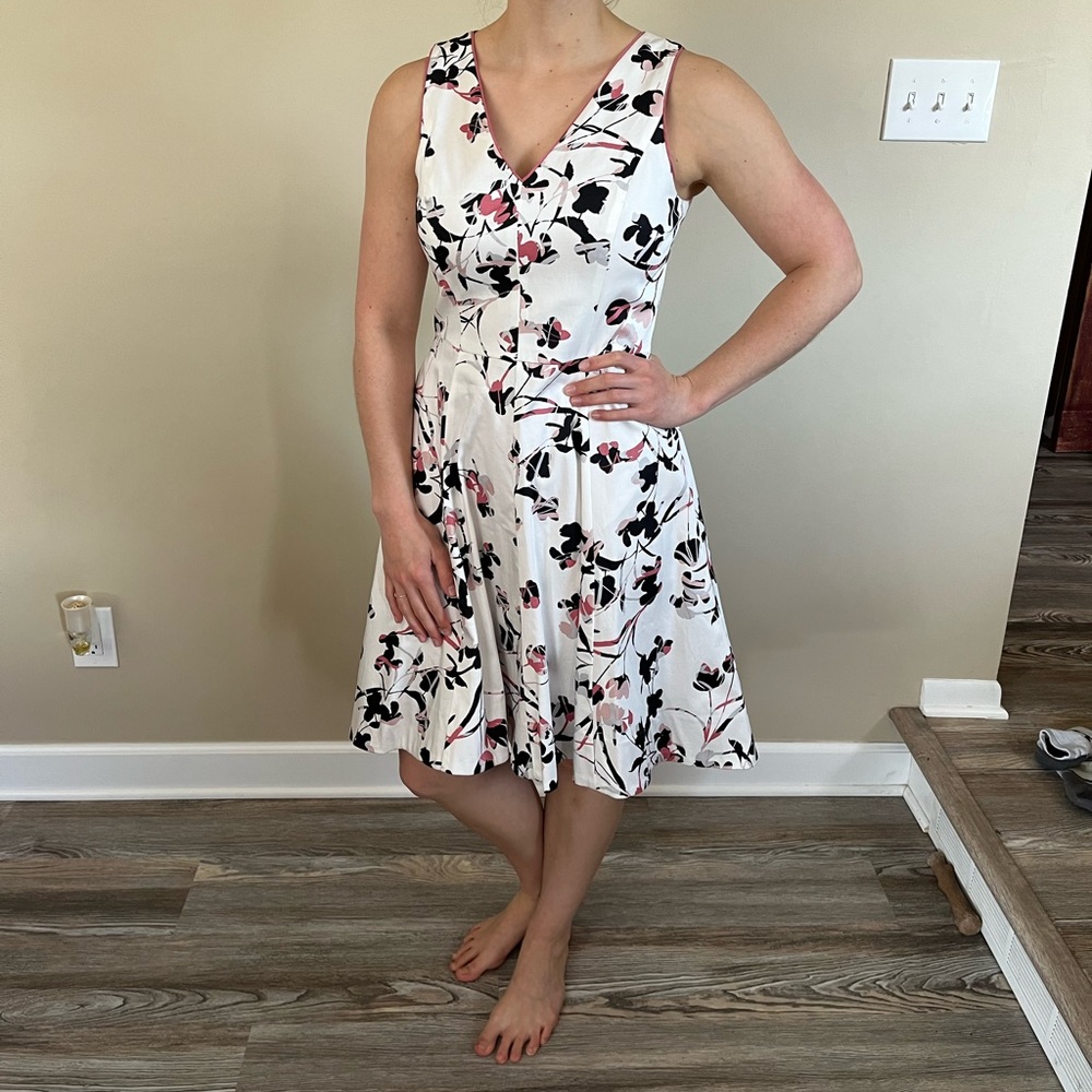 Pink and white floral dress